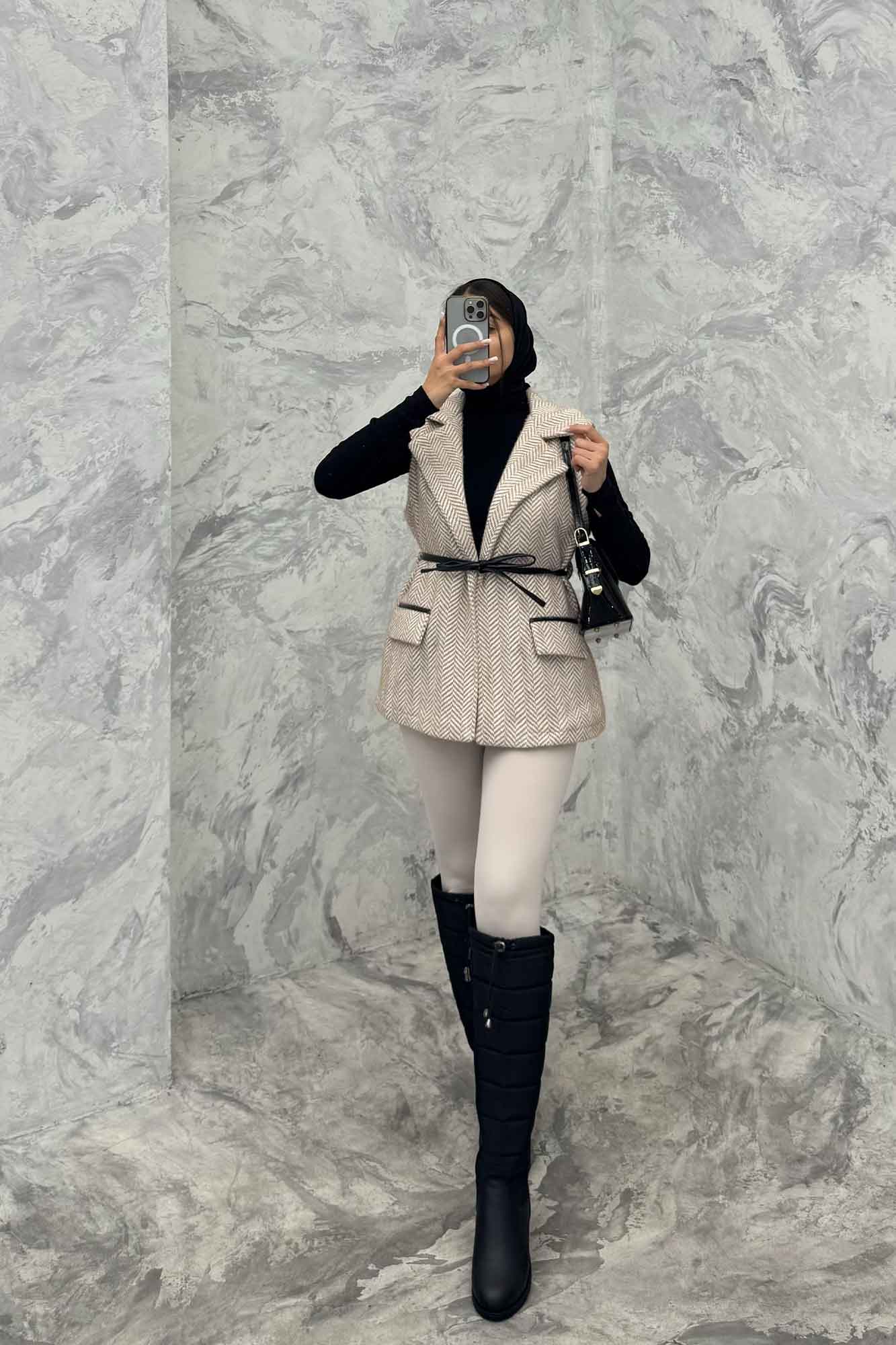 وست لمزور آستردار کمربند چرمی