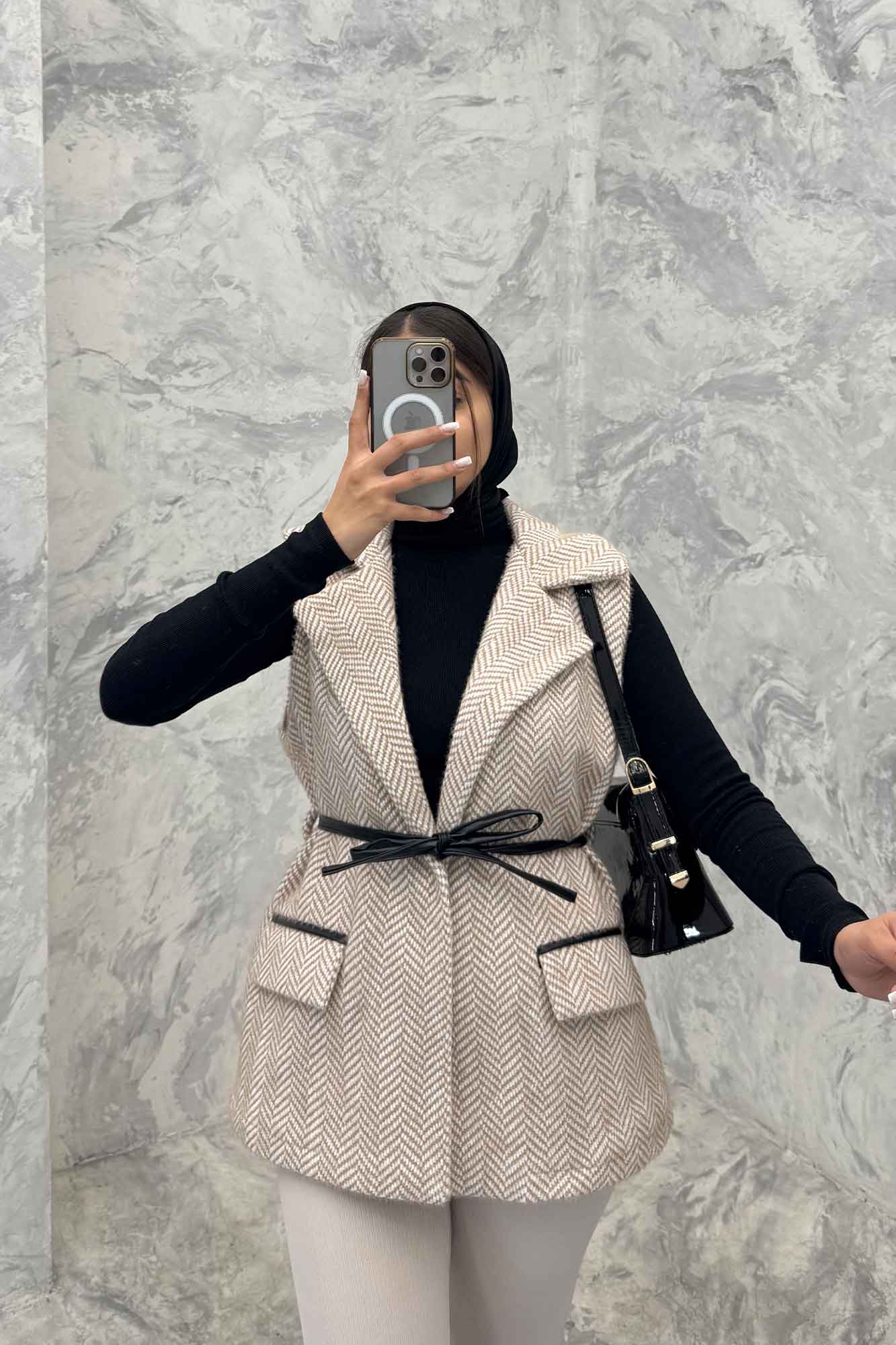 وست لمزور آستردار کمربند چرمی