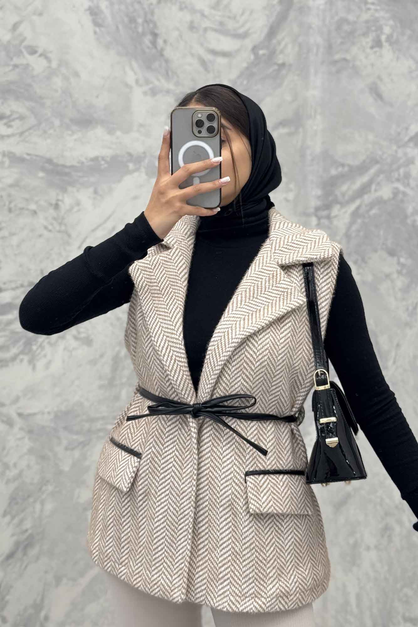 وست لمزور آستردار کمربند چرمی