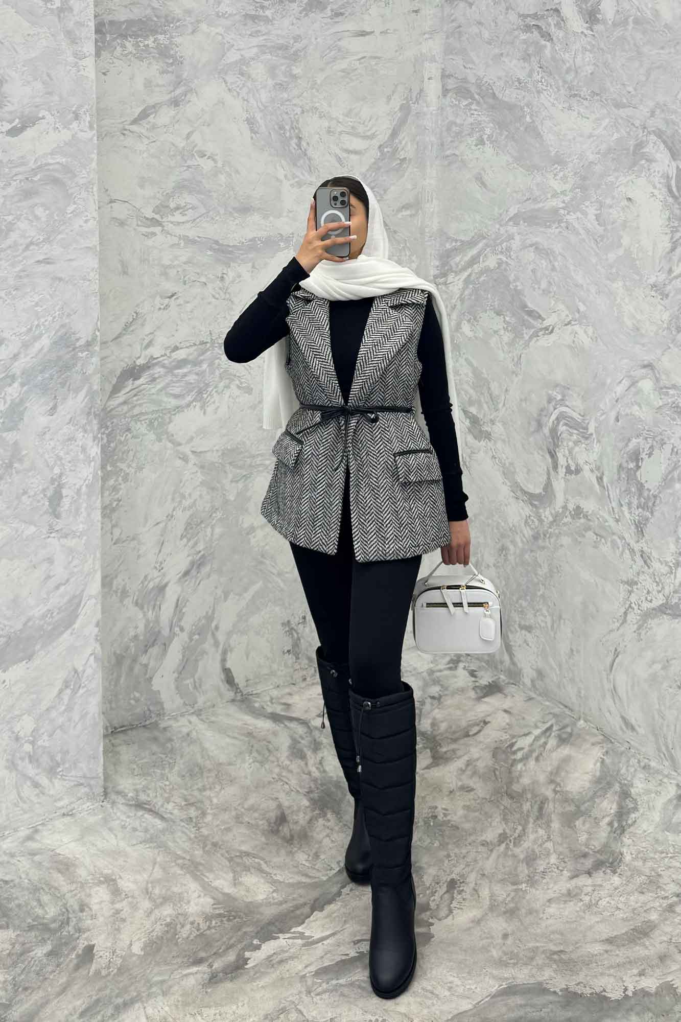 وست لمزور آستردار کمربند چرمی