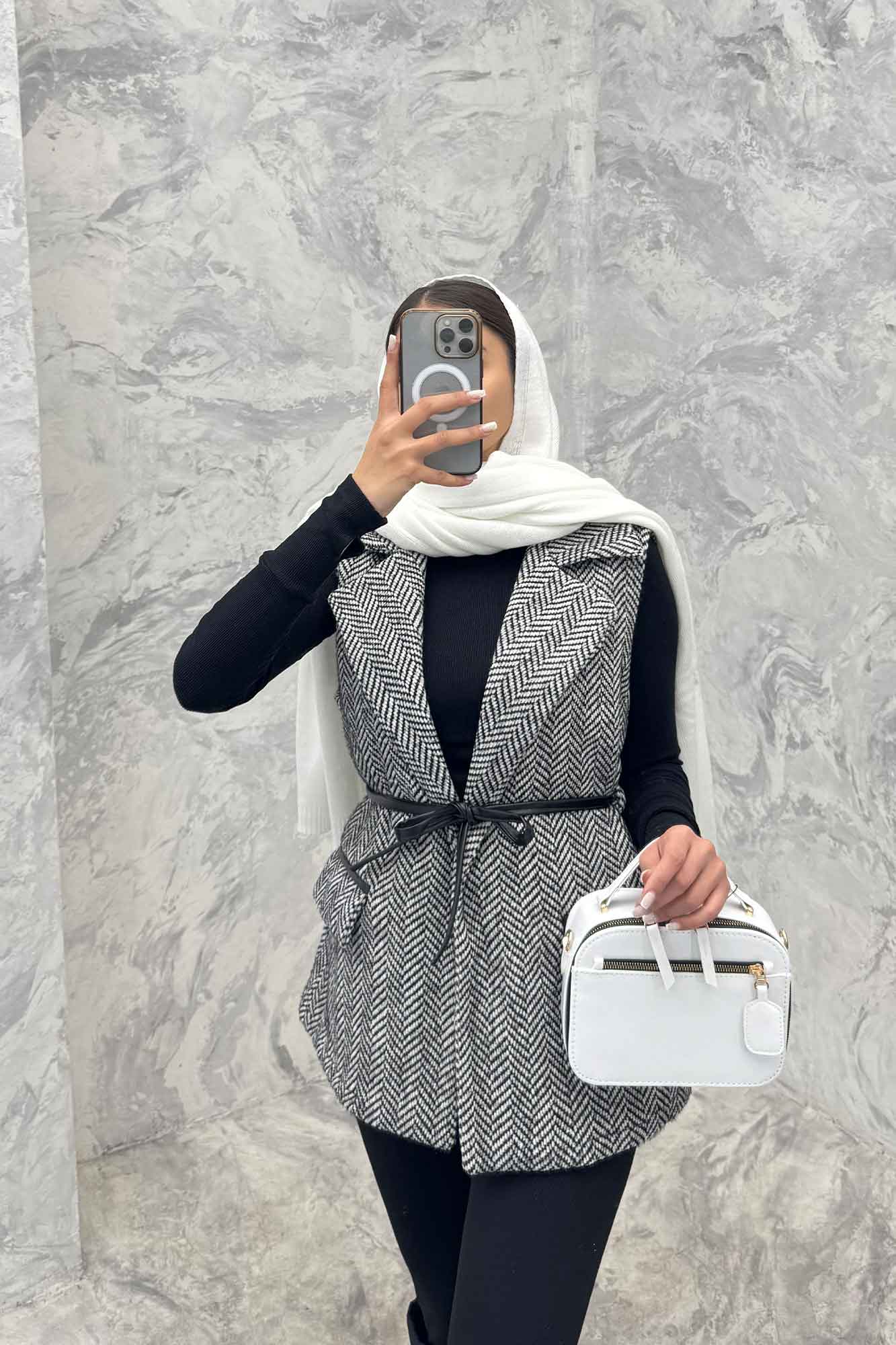 وست لمزور آستردار کمربند چرمی