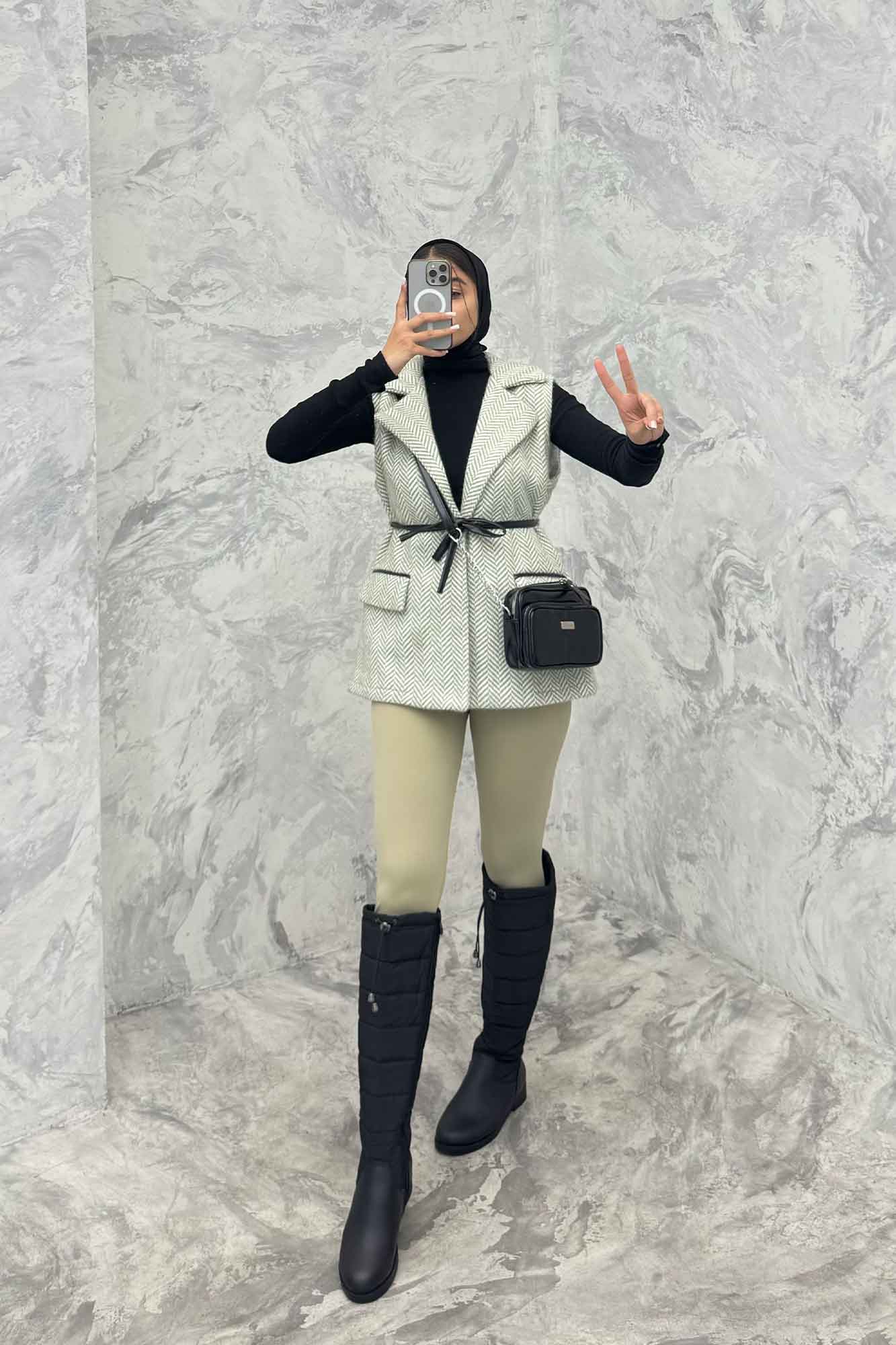 وست لمزور آستردار کمربند چرمی