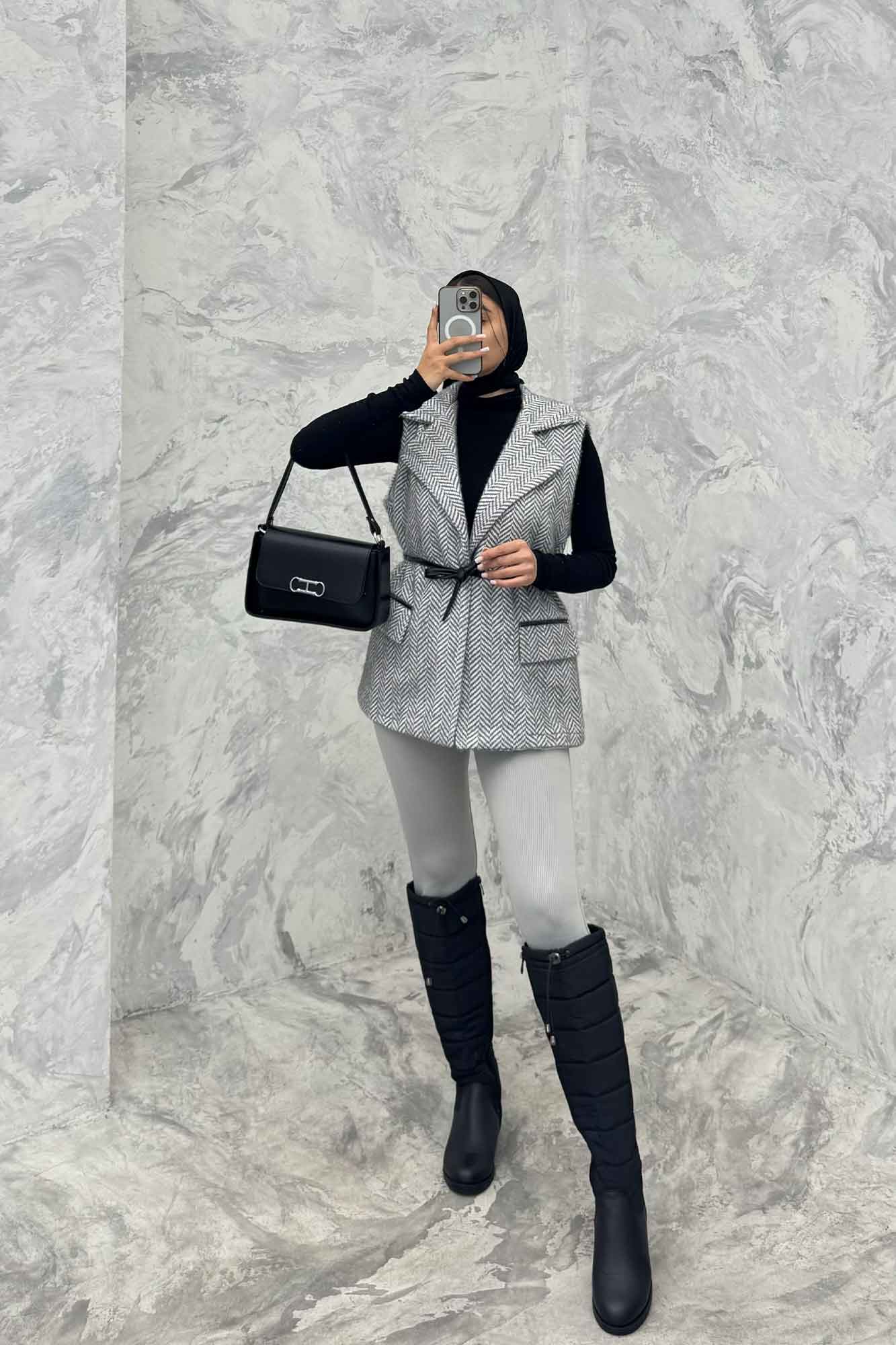 وست لمزور آستردار کمربند چرمی