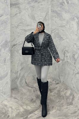 کت فوتر طرح دار یقه انگلیسی