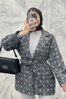 کت فوتر طرح دار یقه انگلیسی