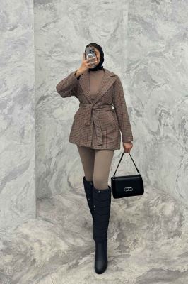 کت فوتر طرح دار یقه انگلیسی