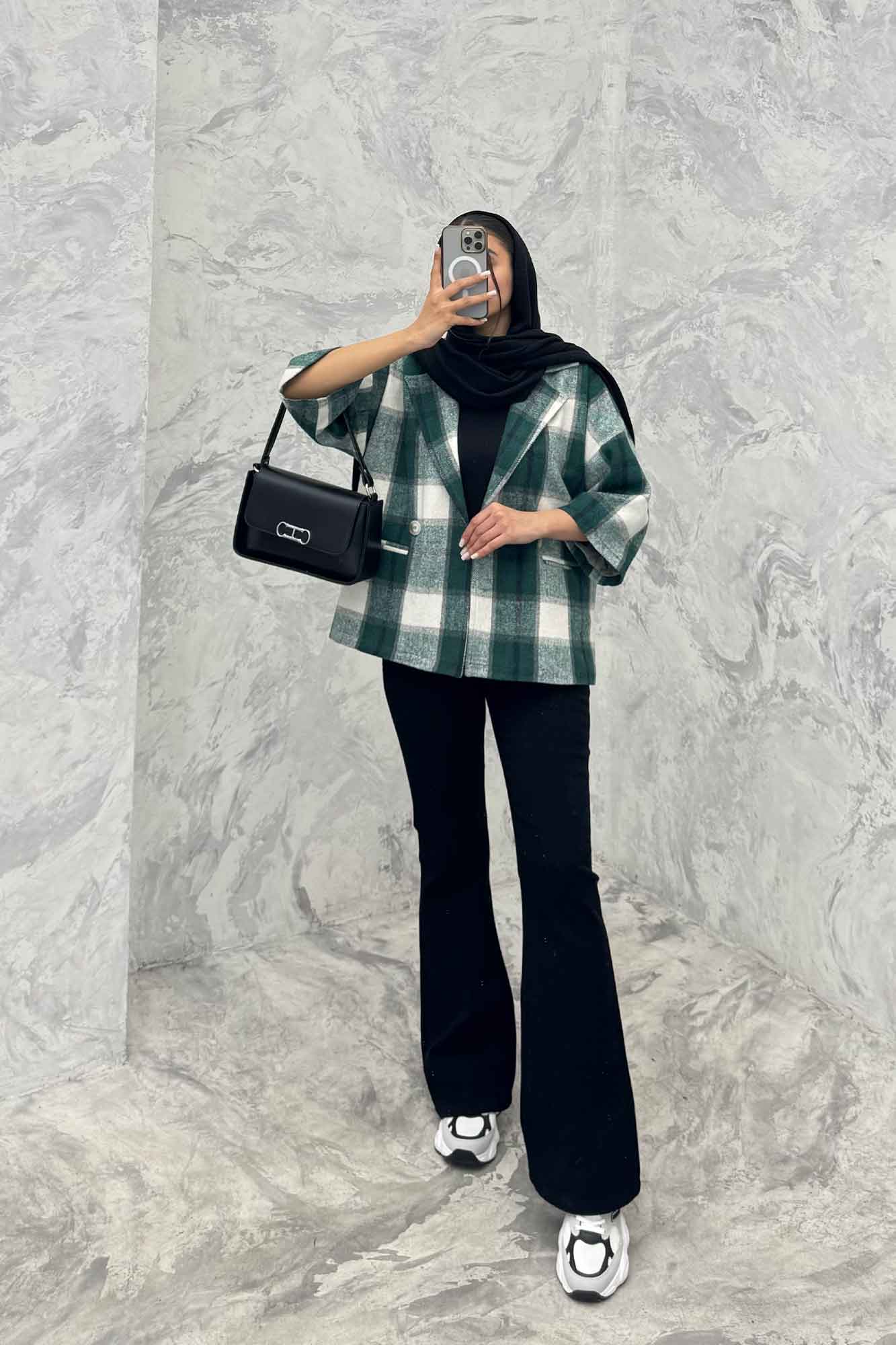 کت چهارخانه آستردار آستین سه رب