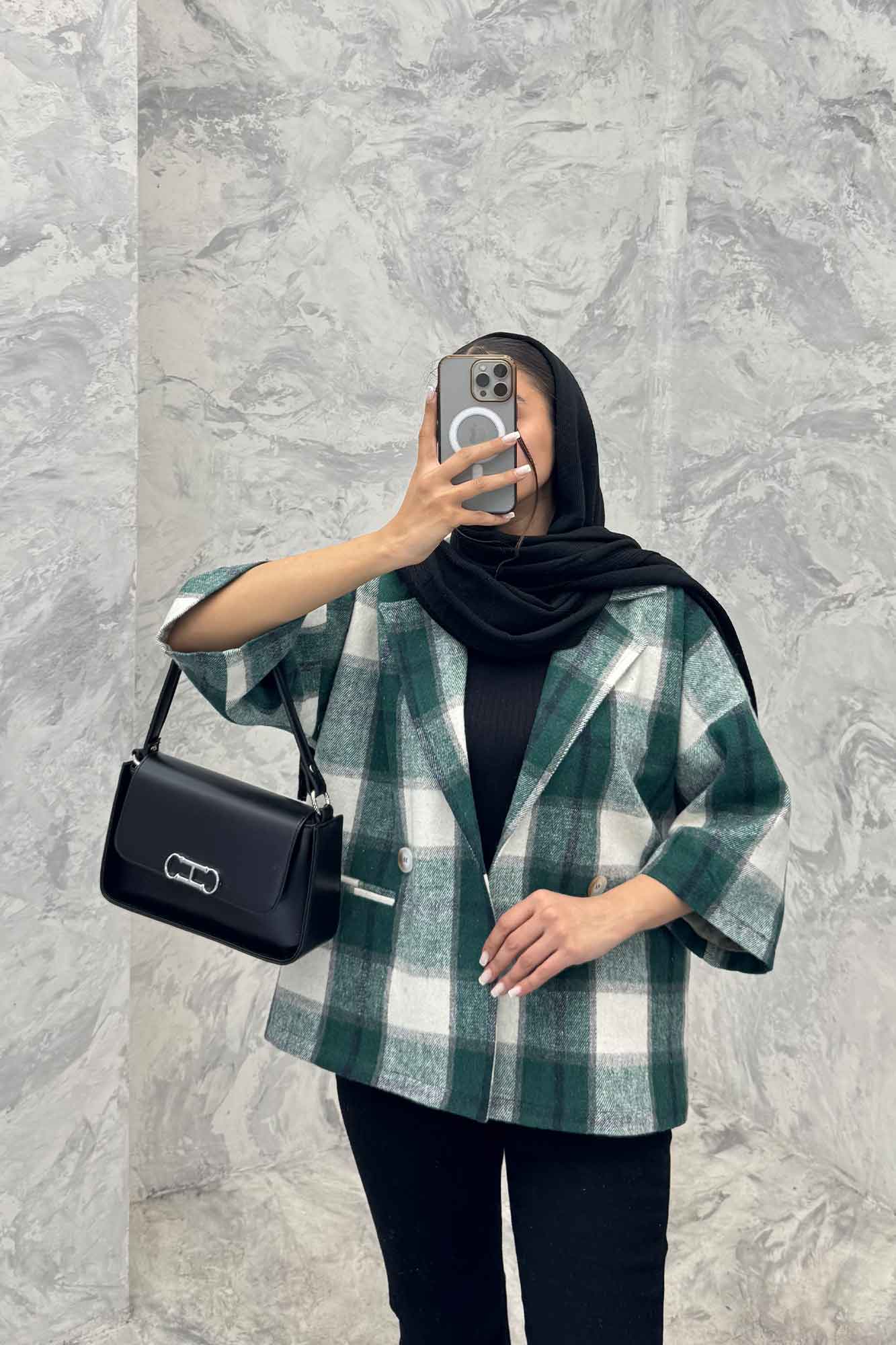 کت چهارخانه آستردار آستین سه رب