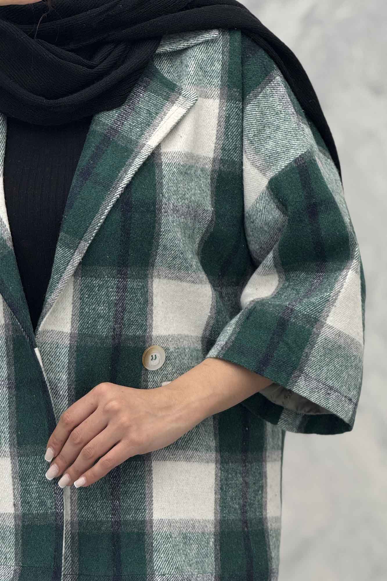 کت چهارخانه آستردار آستین سه رب