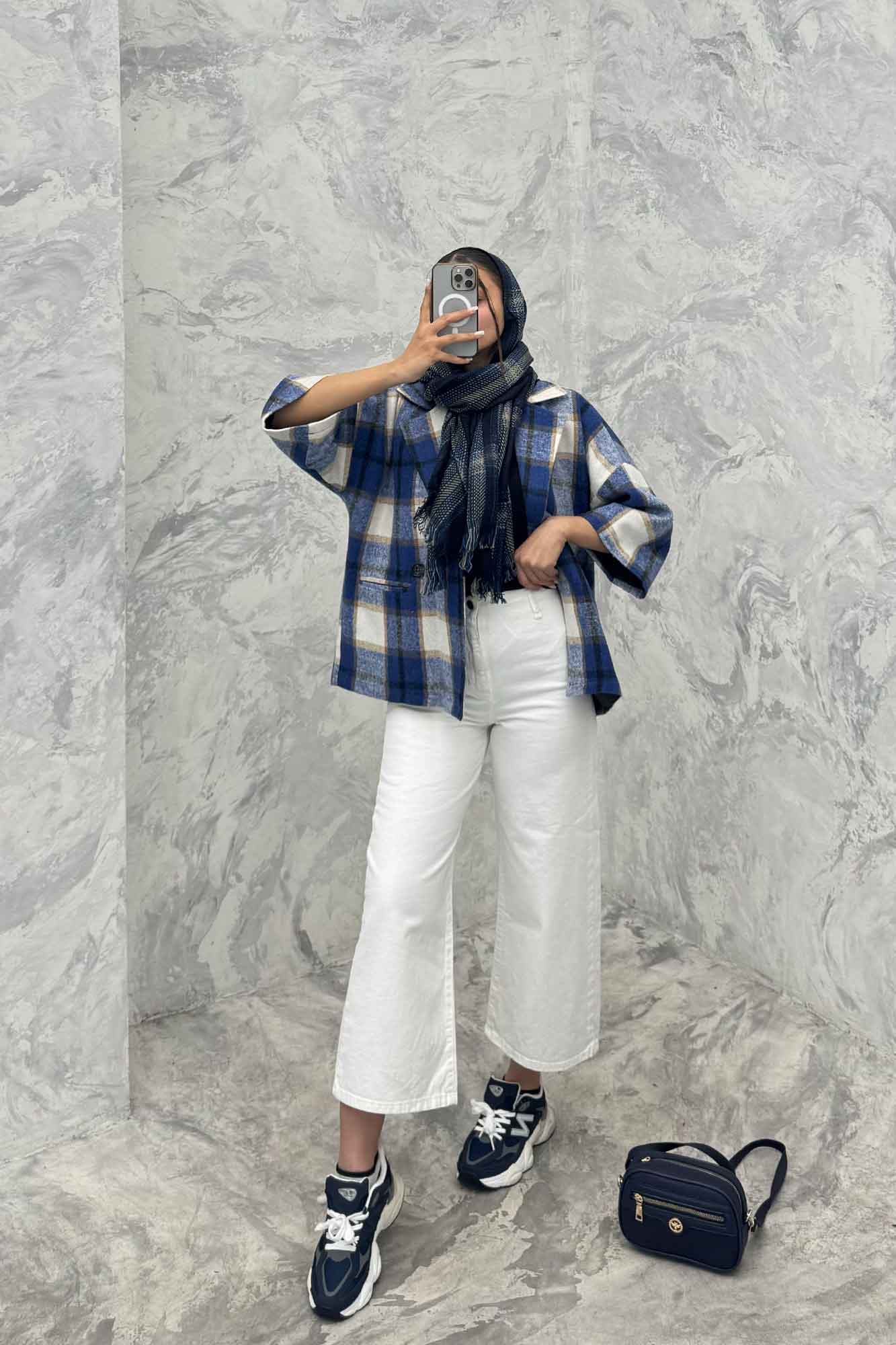 کت چهارخانه آستردار آستین سه رب