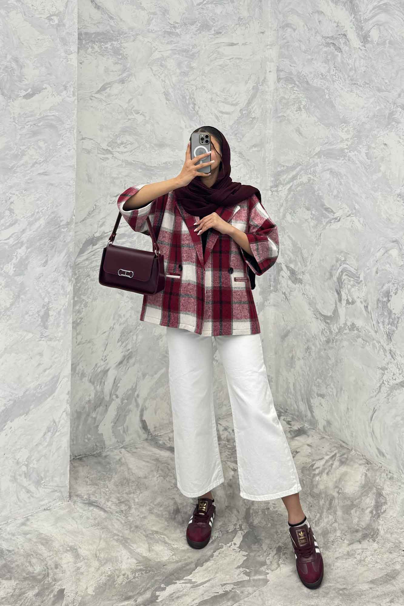 کت چهارخانه آستردار آستین سه رب