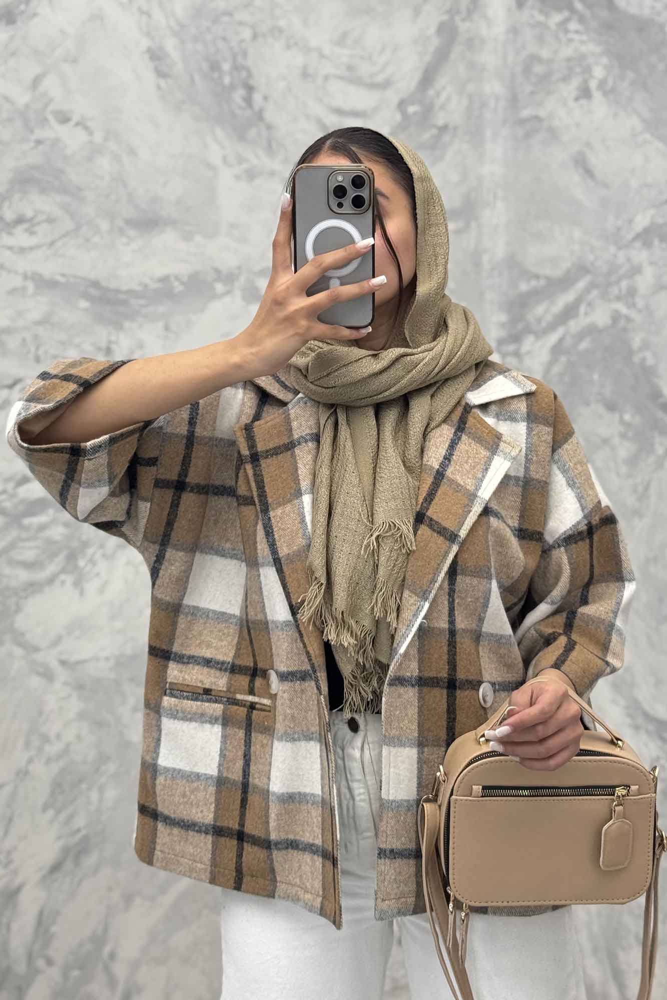 کت چهارخانه آستردار آستین سه رب