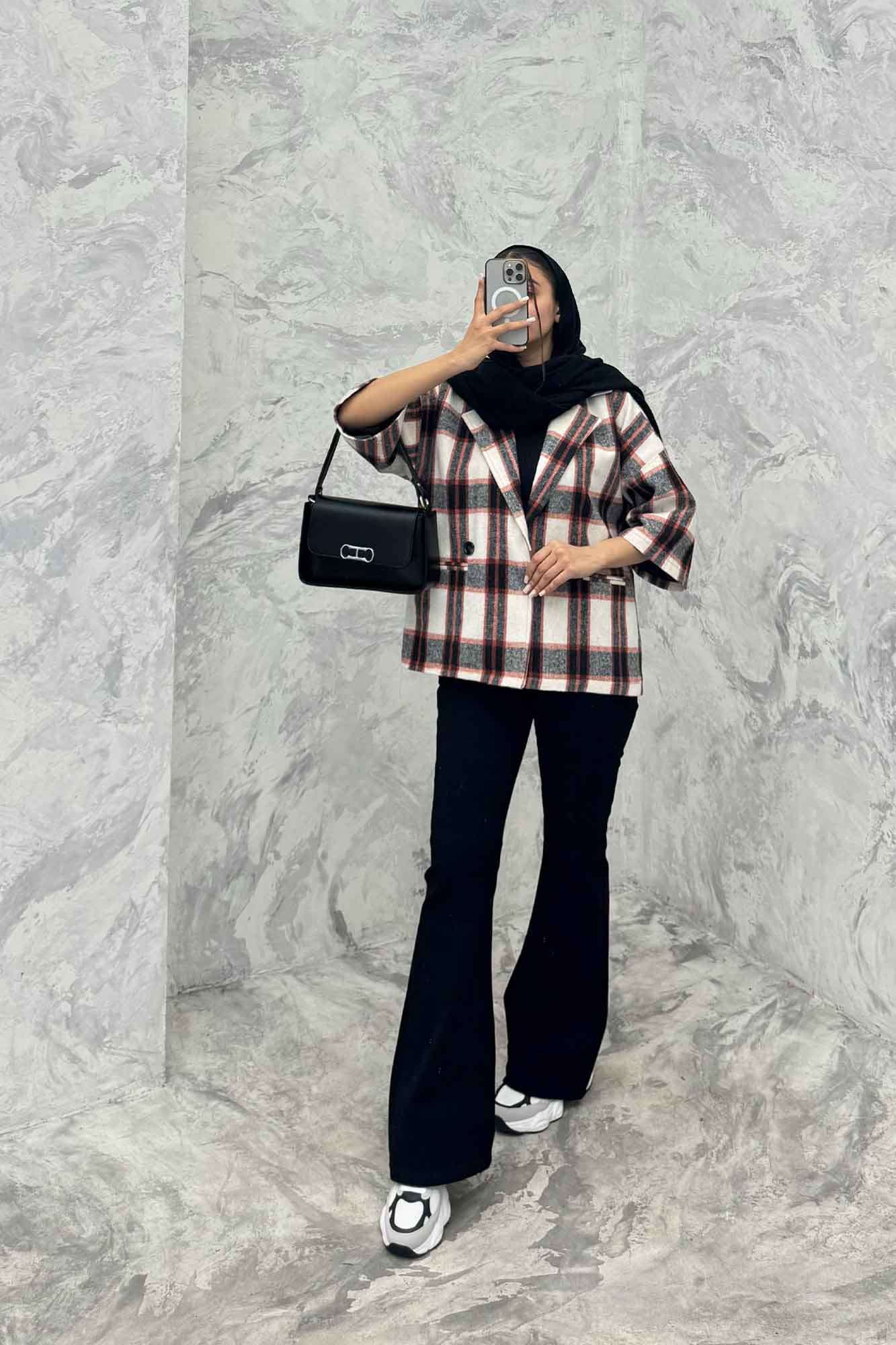 کت چهارخانه آستردار آستین سه رب