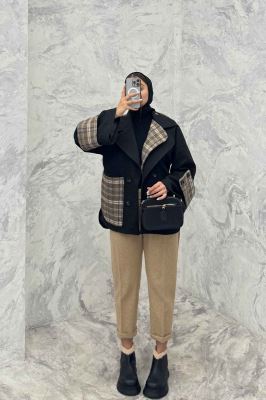 پالتو آستردار فوتر دو یقه تک جیب پرنیان