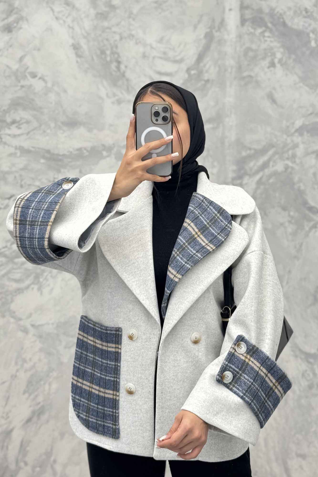 پالتو آستردار فوتر دو یقه تک جیب پرنیان