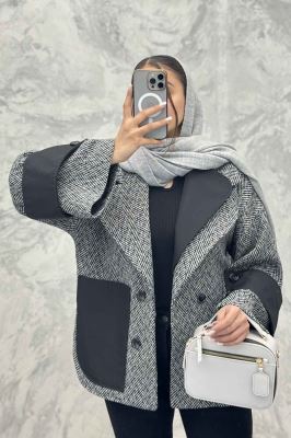 پالتو آستردار توییت پشمی دو یقه