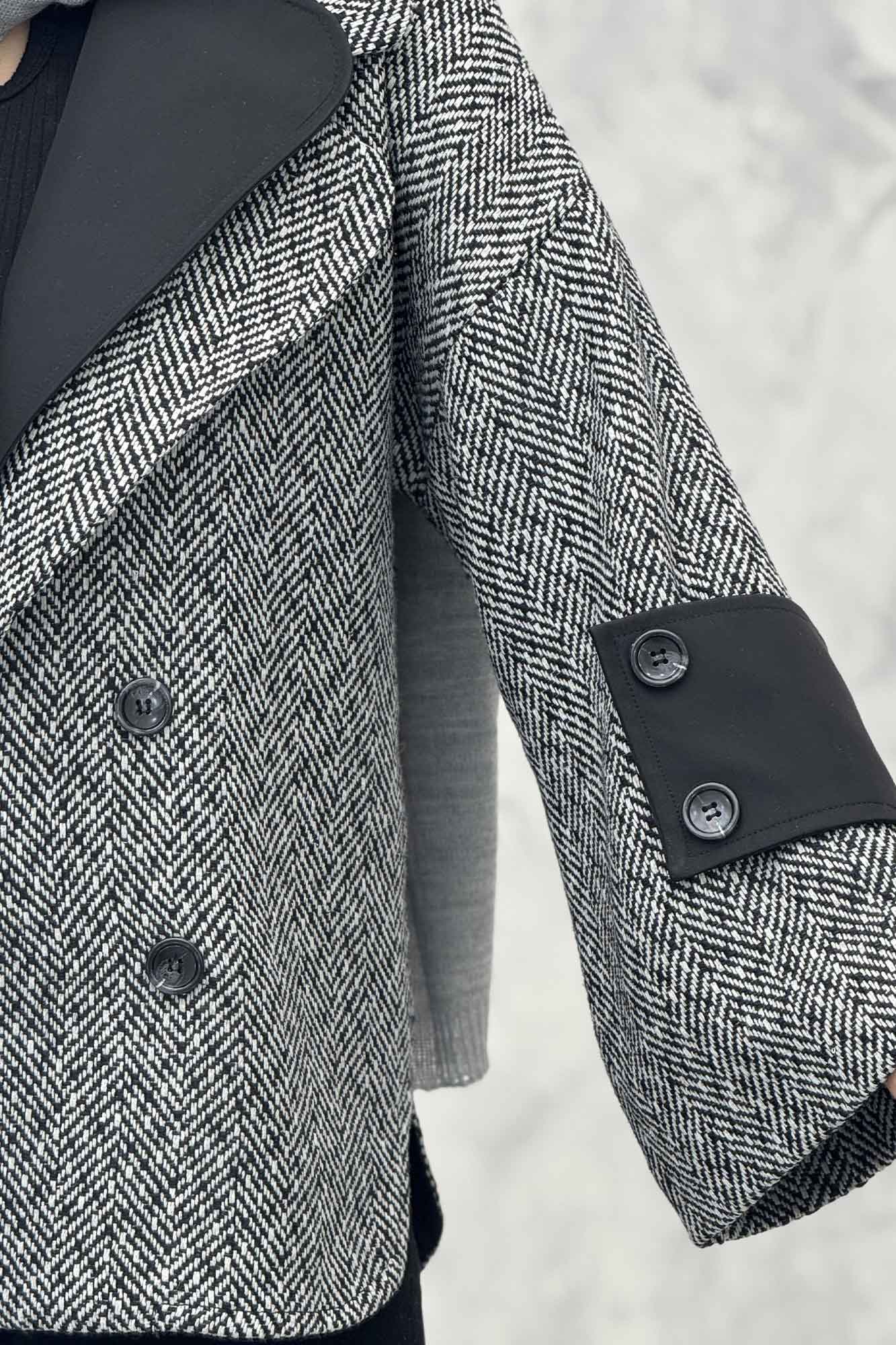 پالتو آستردار توییت پشمی دو یقه