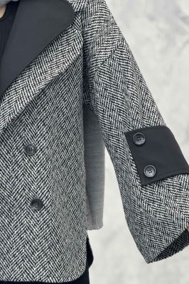 پالتو آستردار توییت پشمی دو یقه