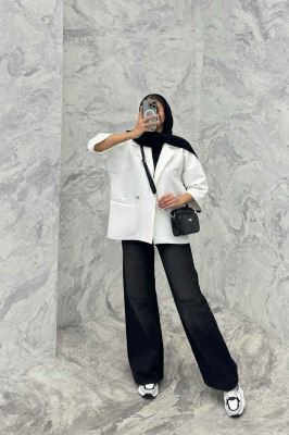 کت فریال میله ای آستین سه رب دو دکمه