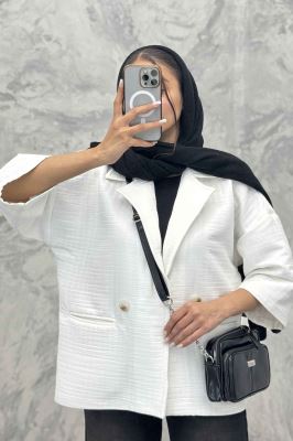 کت فریال میله ای آستین سه رب دو دکمه