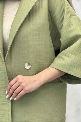 کت فریال میله ای آستین سه رب دو دکمه