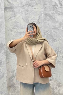 کت فریال میله ای آستین سه رب دو دکمه