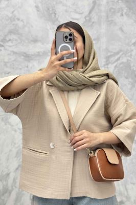 کت فریال میله ای آستین سه رب دو دکمه