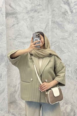 کت فریال میله ای آستین سه رب دو دکمه