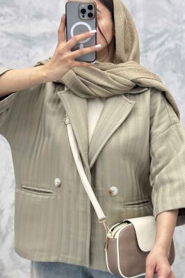 کت فریال میله ای آستین سه رب دو دکمه