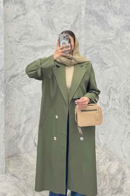 بارانی بلند سانتانا میله ای چهار دکمه