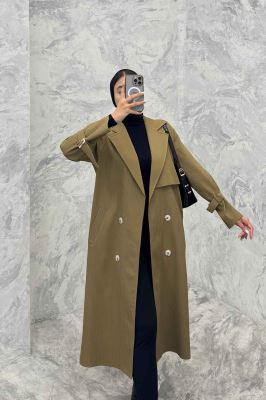 بارانی بلند سانتانا میله ای چهار دکمه