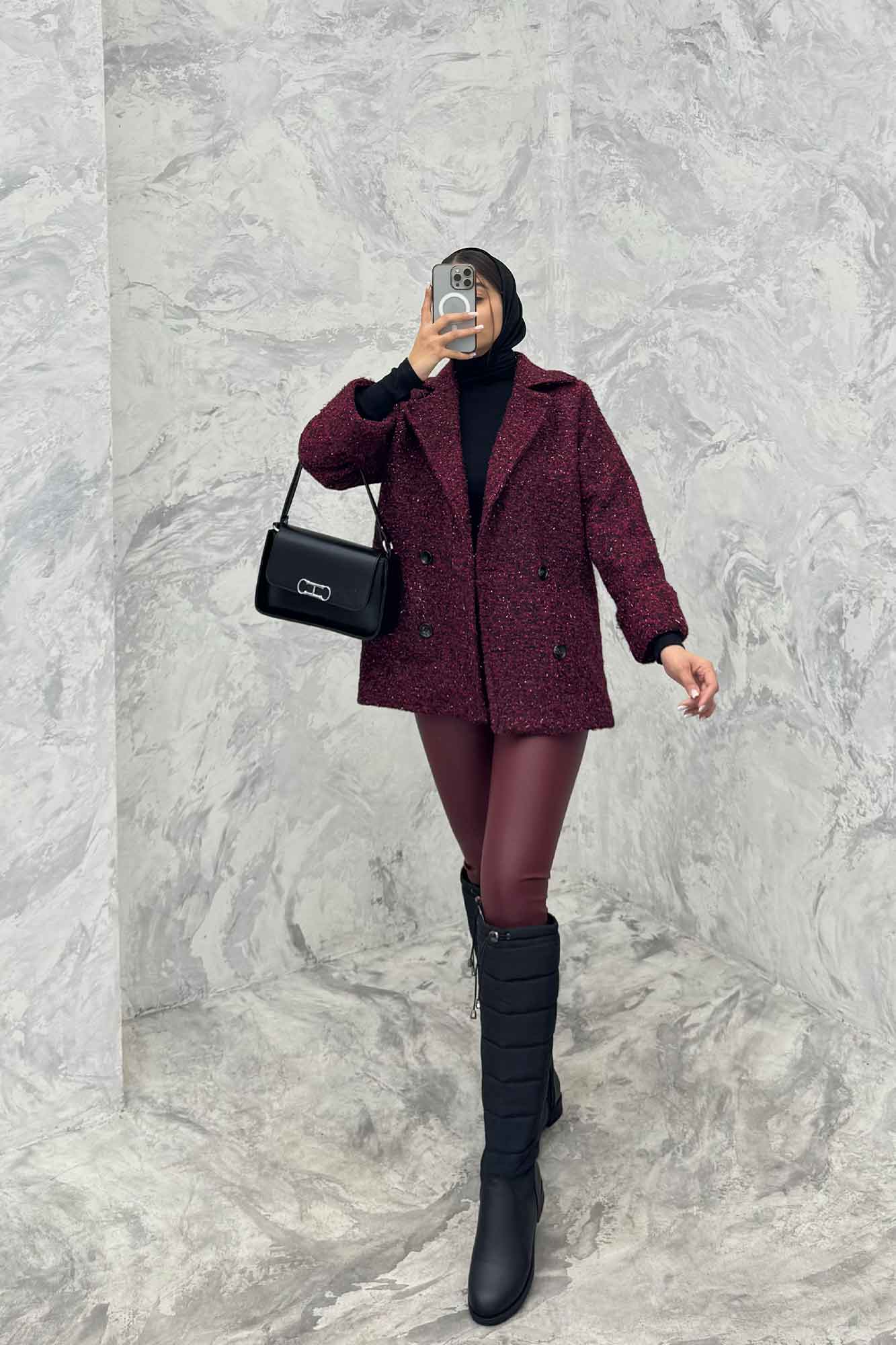 کت بوکله آستردار چهار دکمه