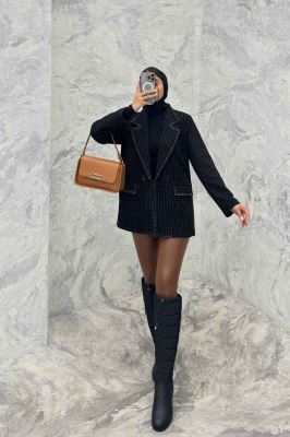 کت تک دکمه لمزور مخملی سه جیب