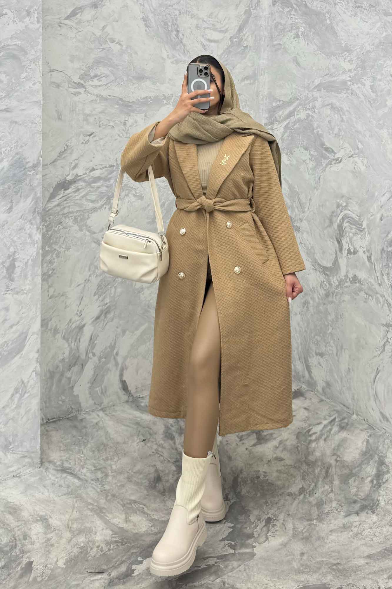 پالتو بلند فوتر کجراه درشت ایوسن لورن