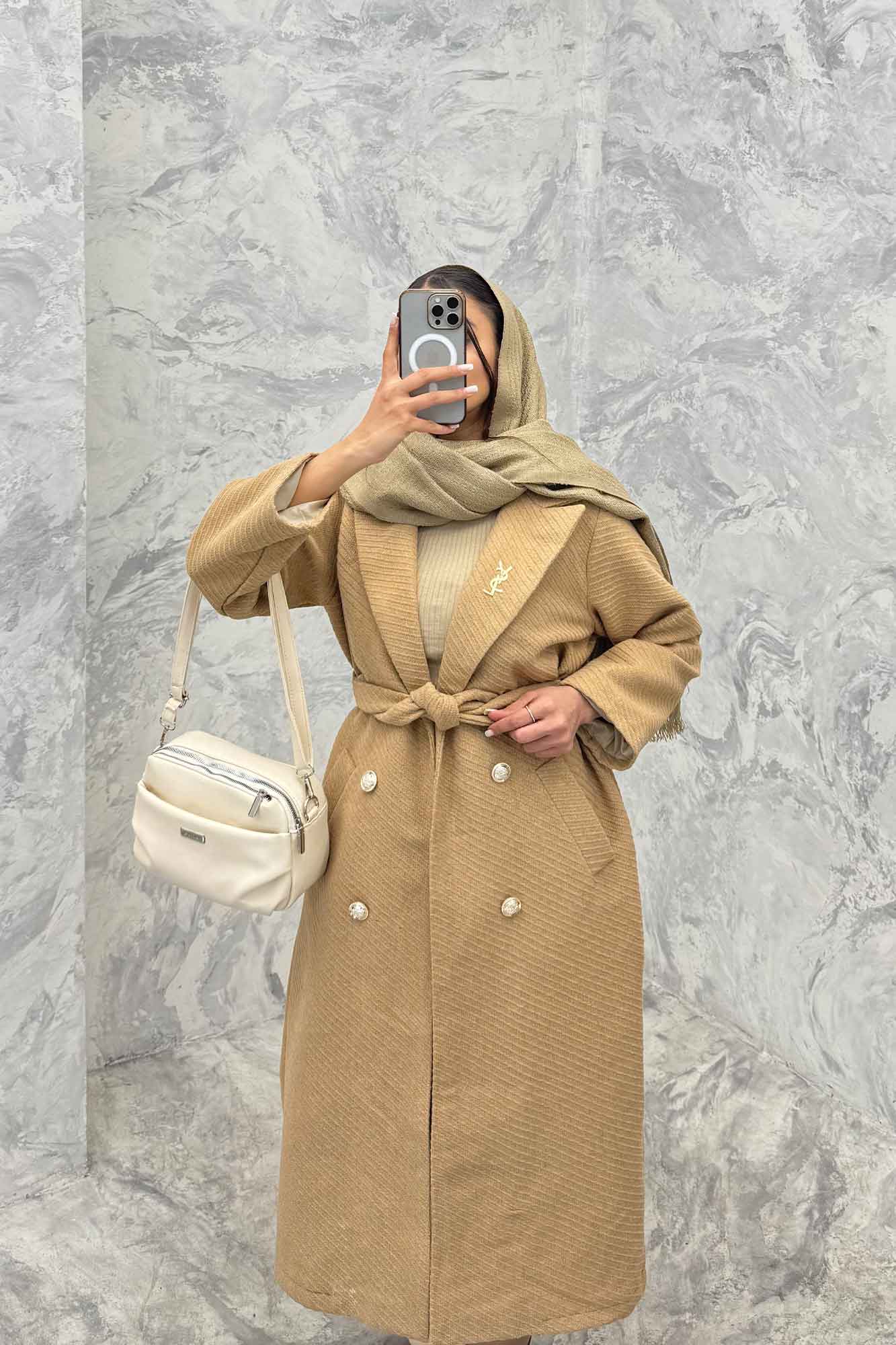 پالتو بلند فوتر کجراه درشت ایوسن لورن