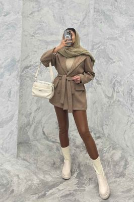 کت فوتر کجراه یقه انگلیسی آستردار 4 دکمه