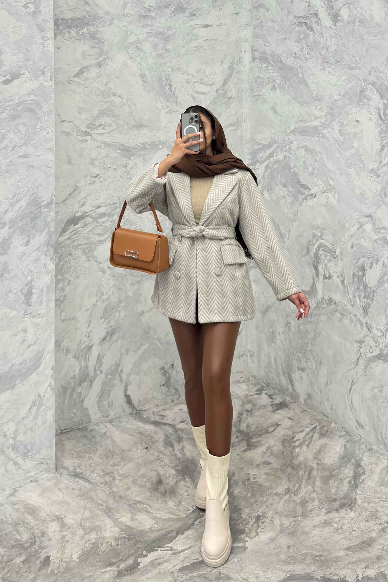 کت فوتر یقه انگلیسی آستردار جناقی درشت