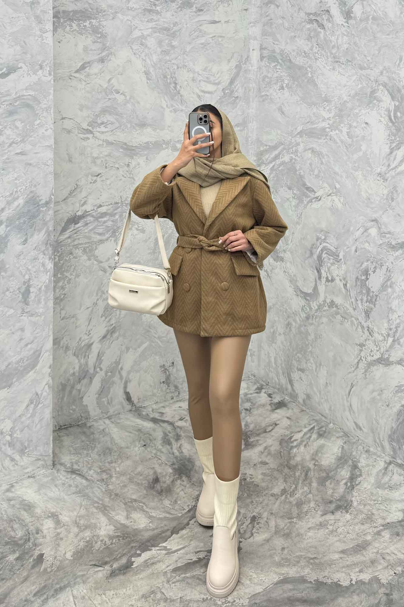 کت فوتر یقه انگلیسی آستردار جناقی درشت