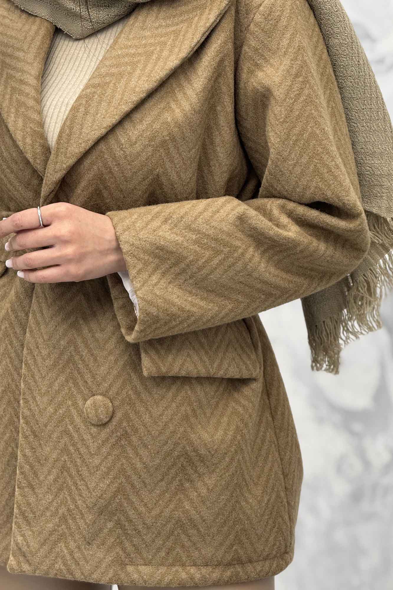 کت فوتر یقه انگلیسی آستردار جناقی درشت