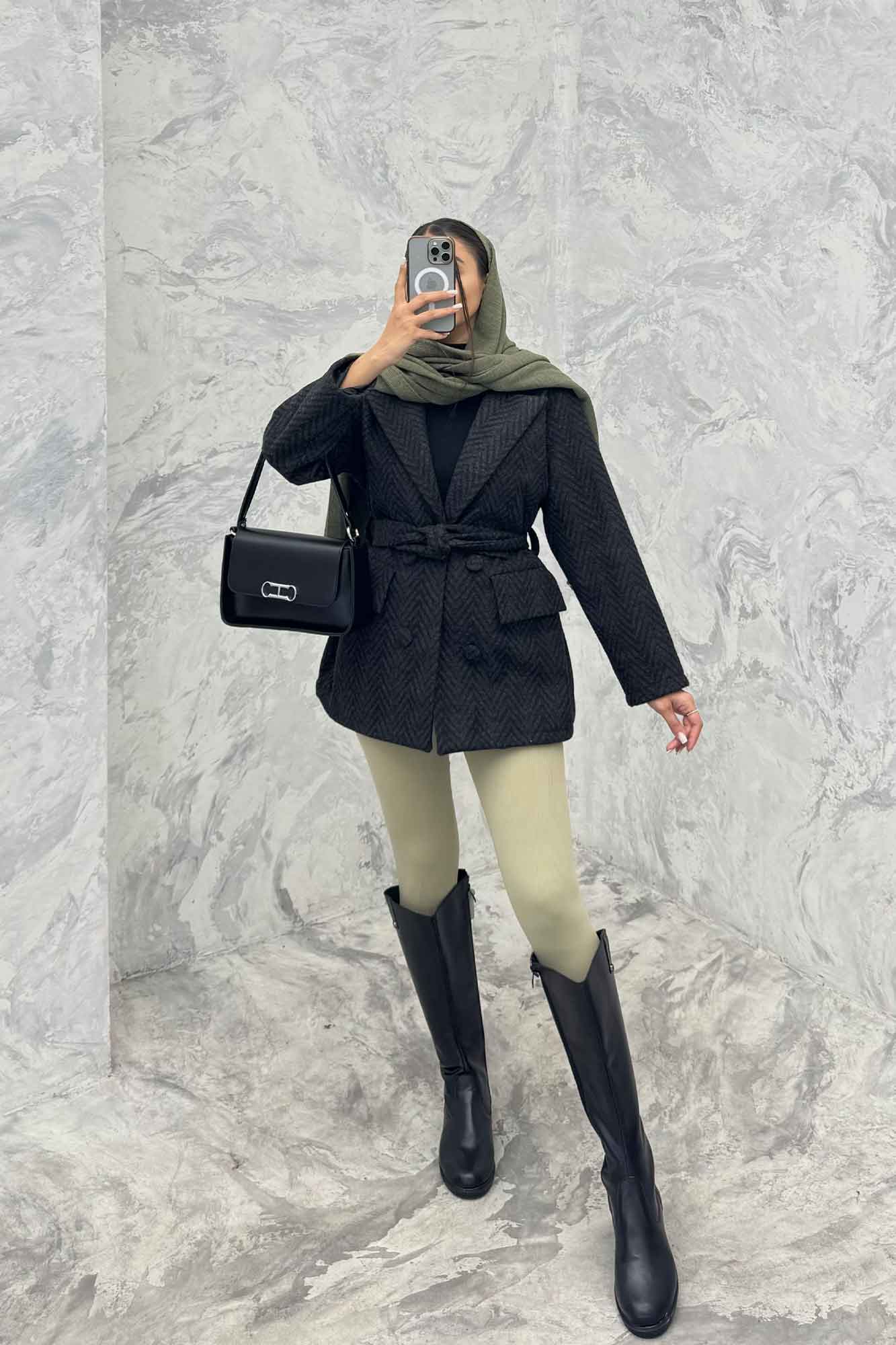 کت فوتر یقه انگلیسی آستردار جناقی درشت