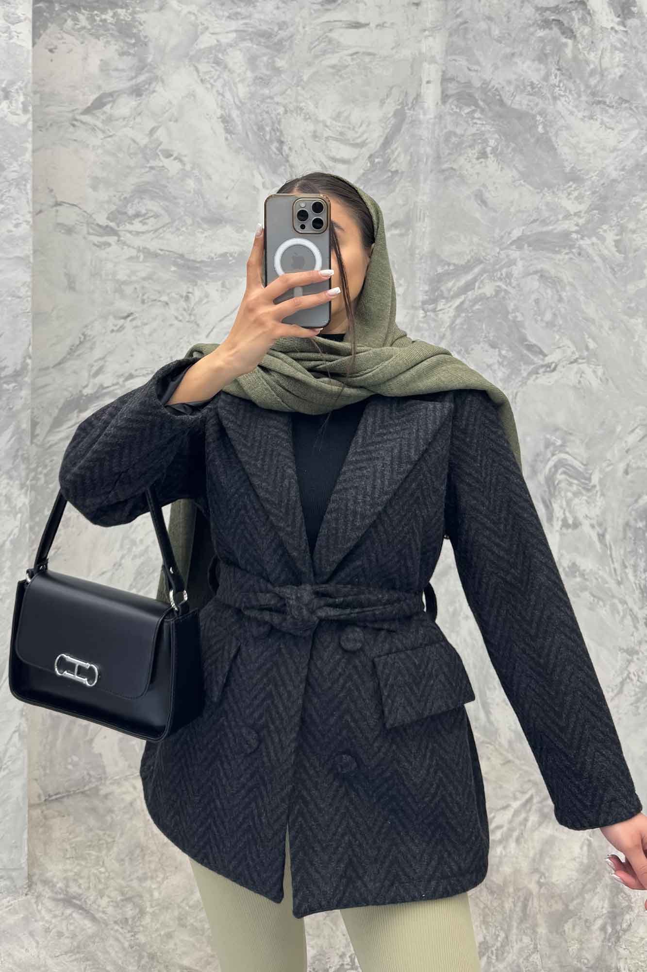 کت فوتر یقه انگلیسی آستردار جناقی درشت