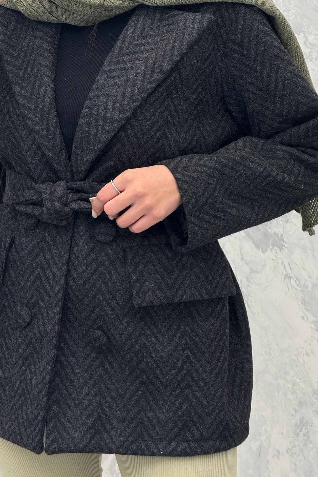 کت فوتر یقه انگلیسی آستردار جناقی درشت