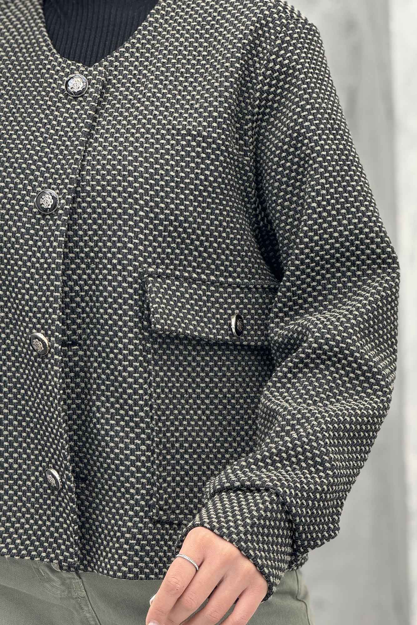 کت یقه گرد آستردار گابانا