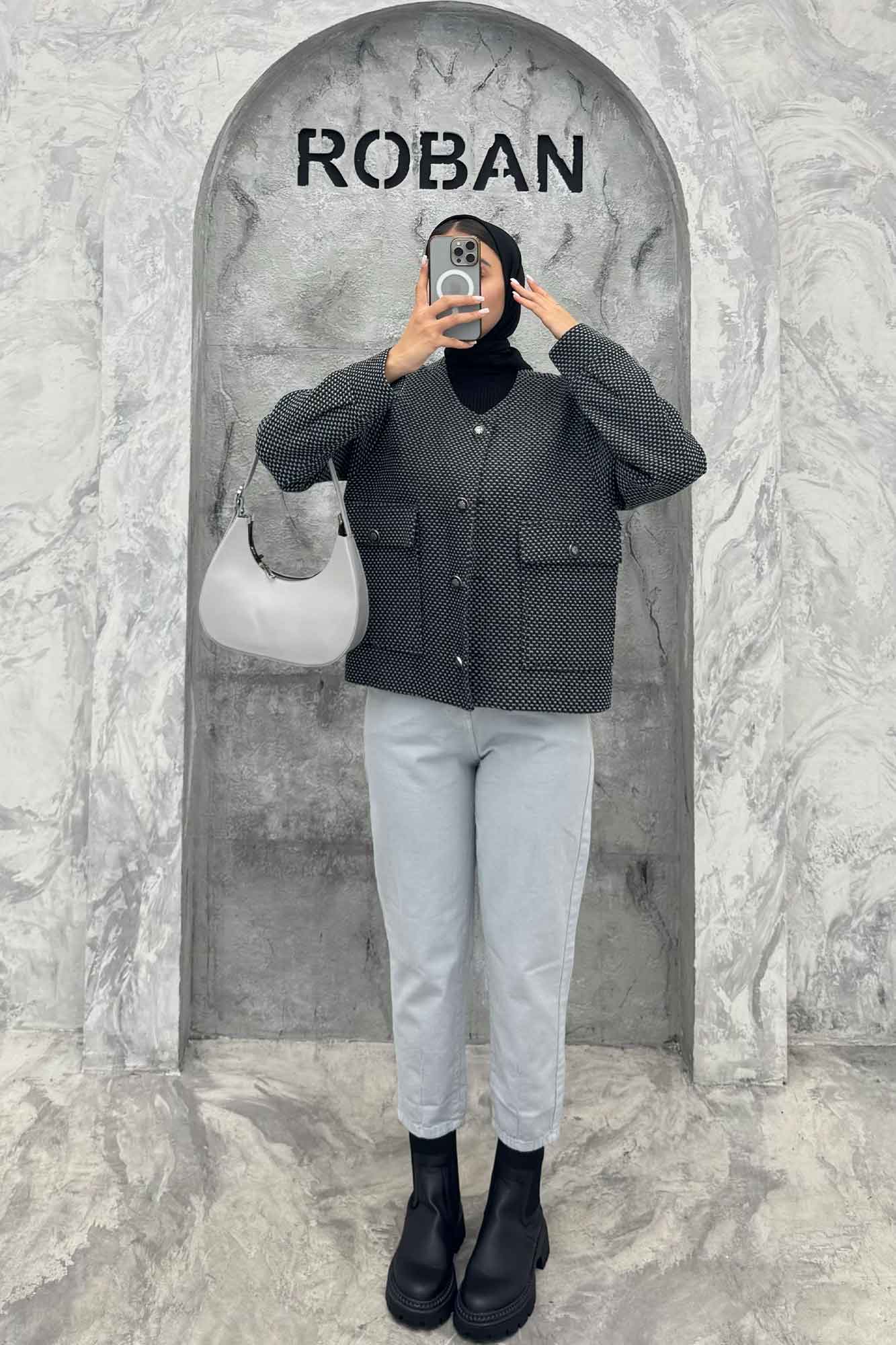 کت یقه گرد آستردار گابانا