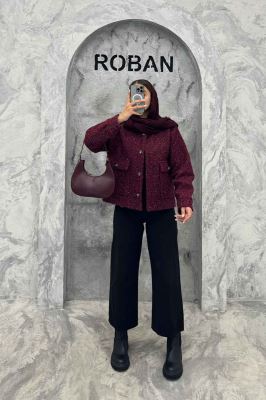 کت یقه گرد بوکله دو جیب پاکتی