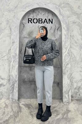 کت یقه گرد بوکله دو جیب پاکتی