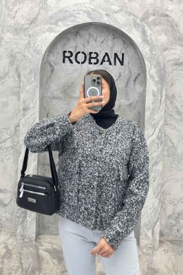 کت یقه گرد بوکله دو جیب پاکتی