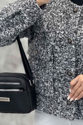 کت یقه گرد بوکله دو جیب پاکتی