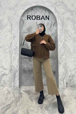 کت یقه گرد بوکله دو جیب پاکتی