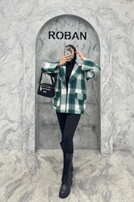 کت آستردار چهارخانه یقه دلبر چیکا